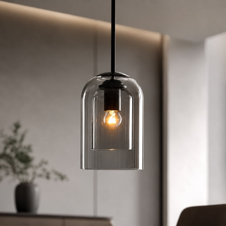 Modern Glass Pendant Lighting Hanging Fixture Iron Body LED Compatible for Kitchen Island