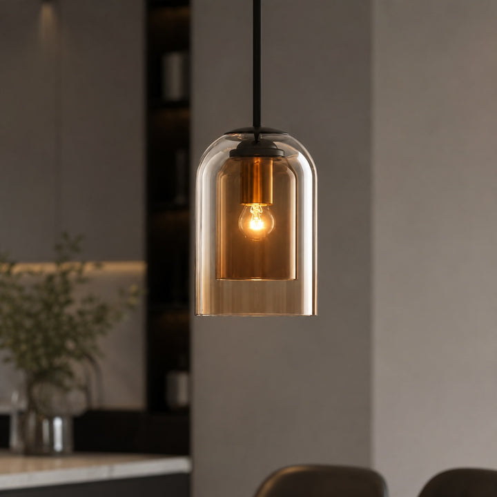 Modern Glass Pendant Lighting Hanging Fixture Iron Body LED Compatible for Kitchen Island