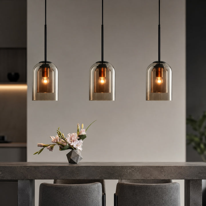 Modern Glass Pendant Lighting Hanging Fixture Iron Body LED Compatible for Kitchen Island