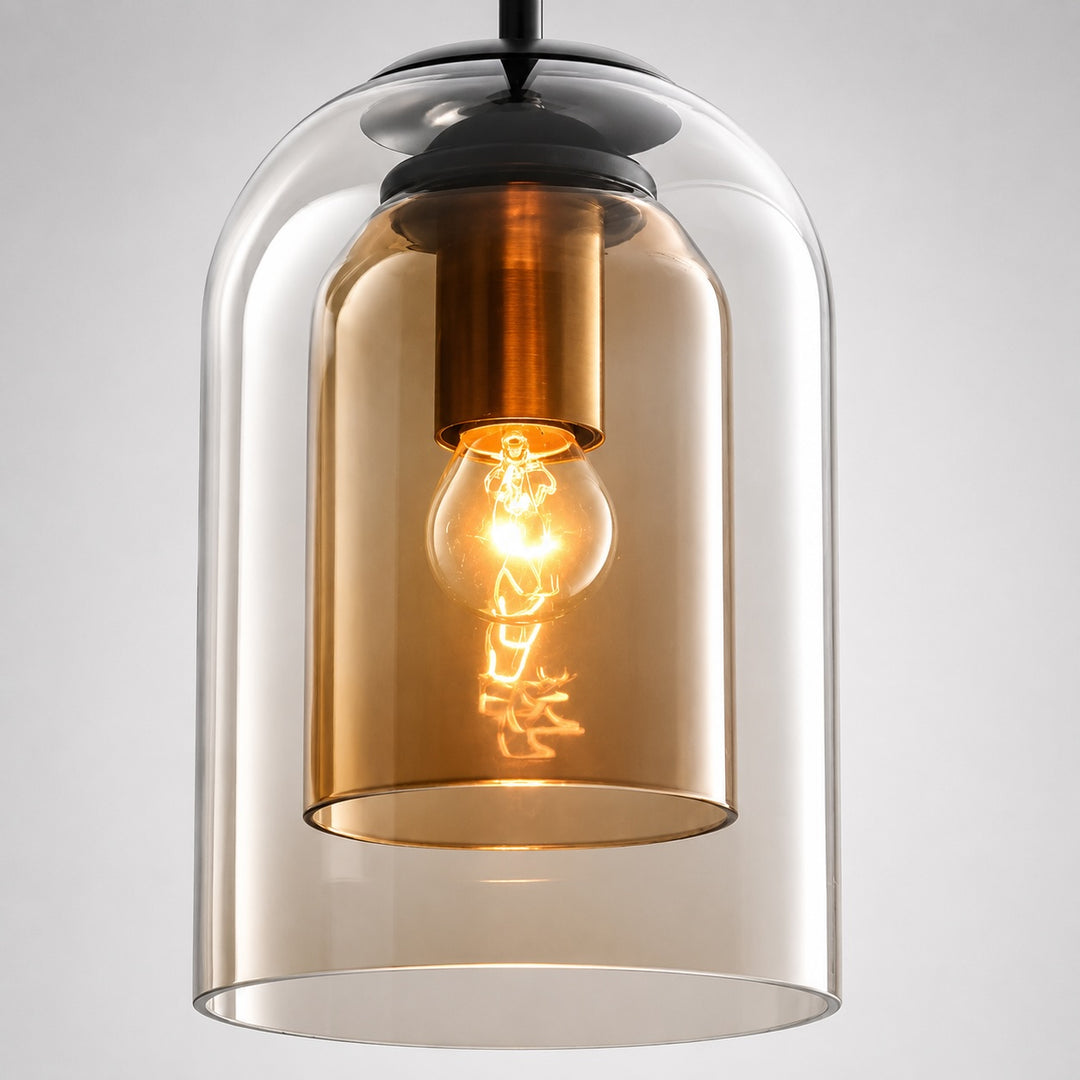 Modern Glass Pendant Lighting Hanging Fixture Iron Body LED Compatible for Kitchen Island
