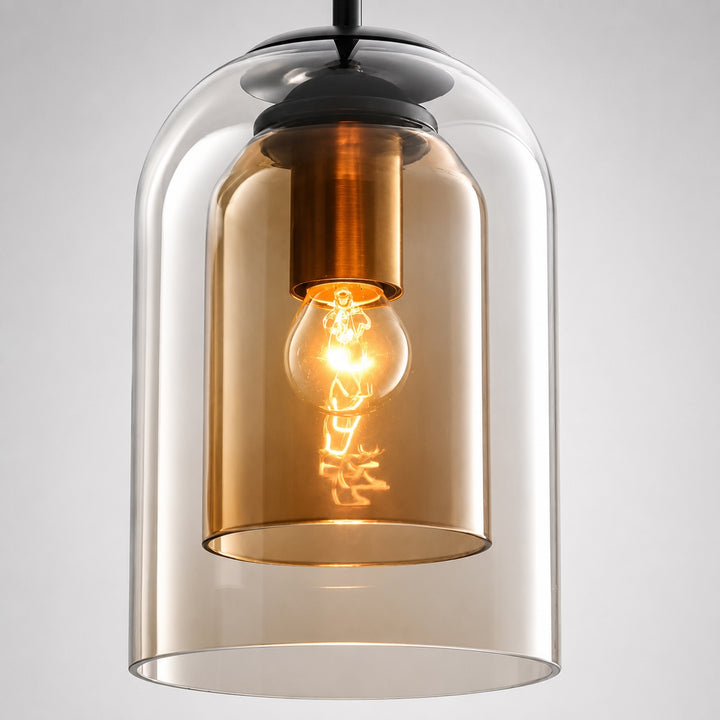 Modern Glass Pendant Lighting Hanging Fixture Iron Body LED Compatible for Kitchen Island
