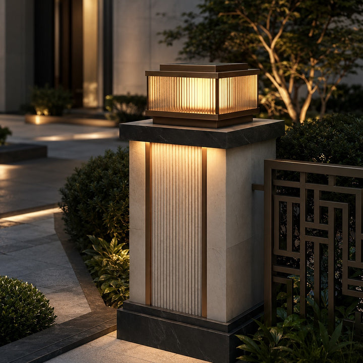 Modern Square Outdoor Wall Light Waterproof Brass and Acrylic