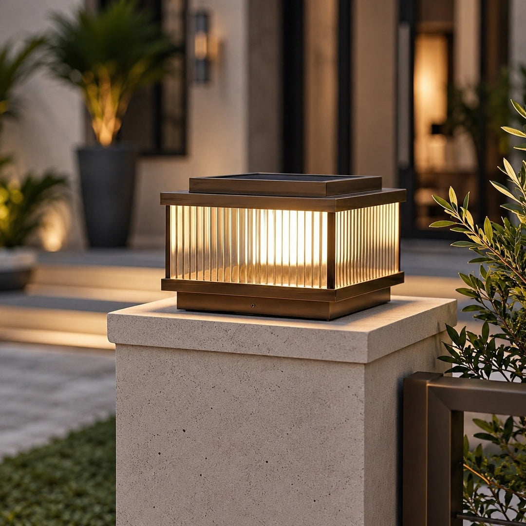 Modern Square Outdoor Wall Light Waterproof Brass and Acrylic