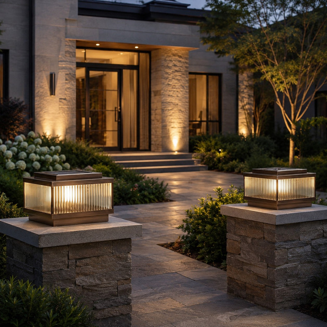 Modern Square Outdoor Wall Light Waterproof Brass and Acrylic