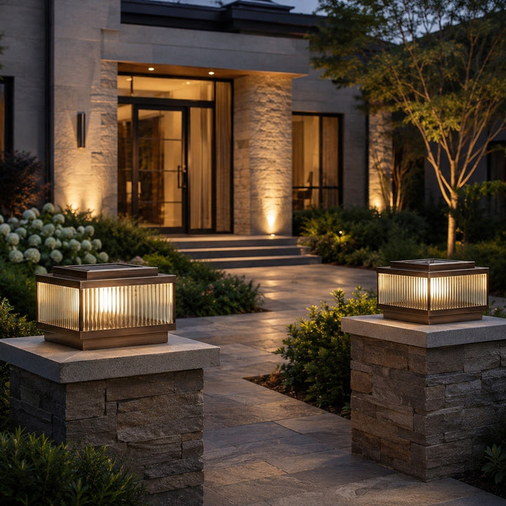 Modern Square Outdoor Wall Light Waterproof Brass and Acrylic