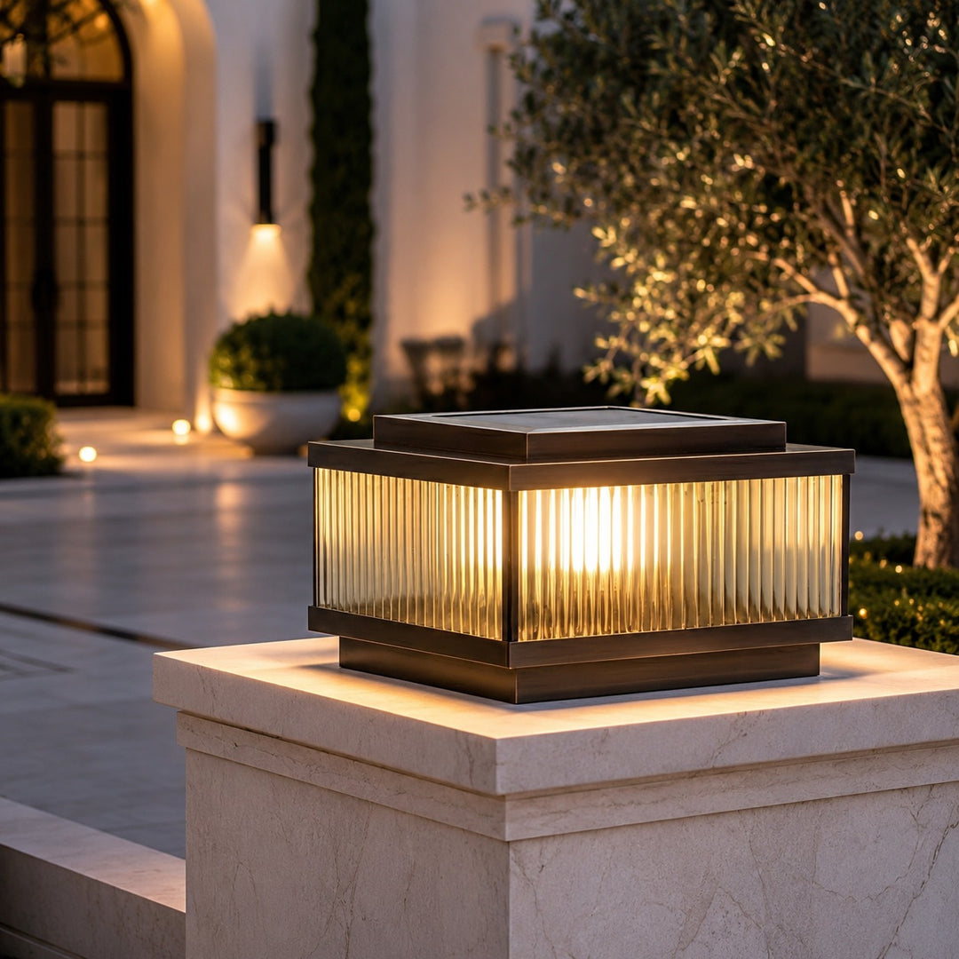 Modern Square Outdoor Wall Light Waterproof Brass and Acrylic