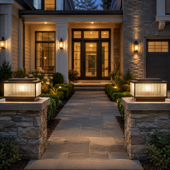 Modern Square Outdoor Wall Light Waterproof Brass and Acrylic