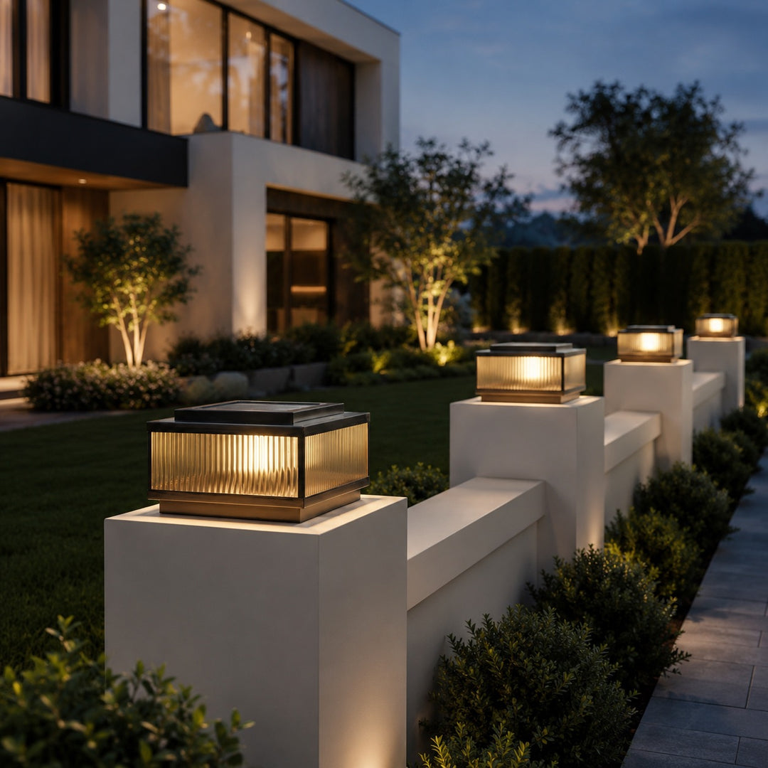 Modern Square Outdoor Wall Light Waterproof Brass and Acrylic