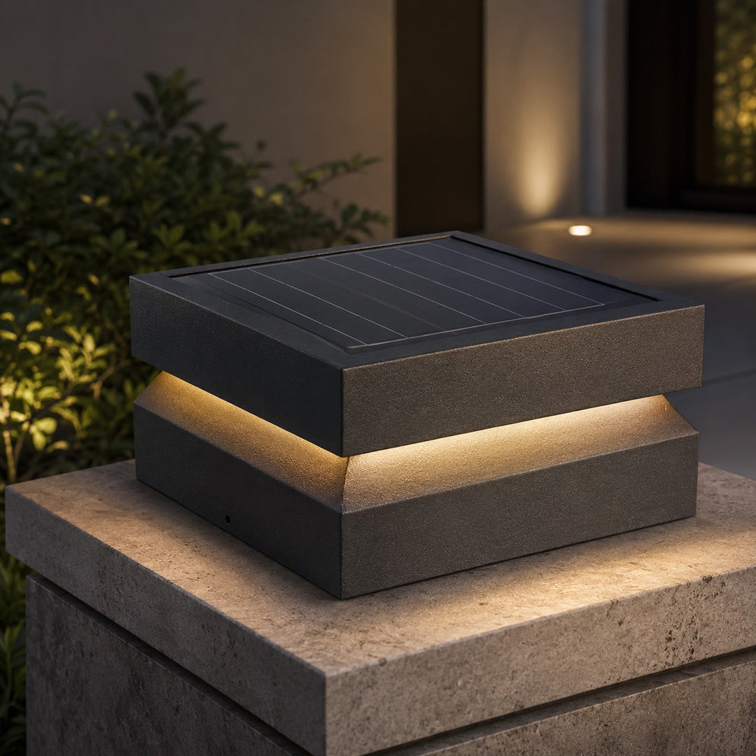 Modern Square Outdoor Post Light Waterproof Stainless Steel LED Hardwired Solar Options 9.8 to 15.7 Inch