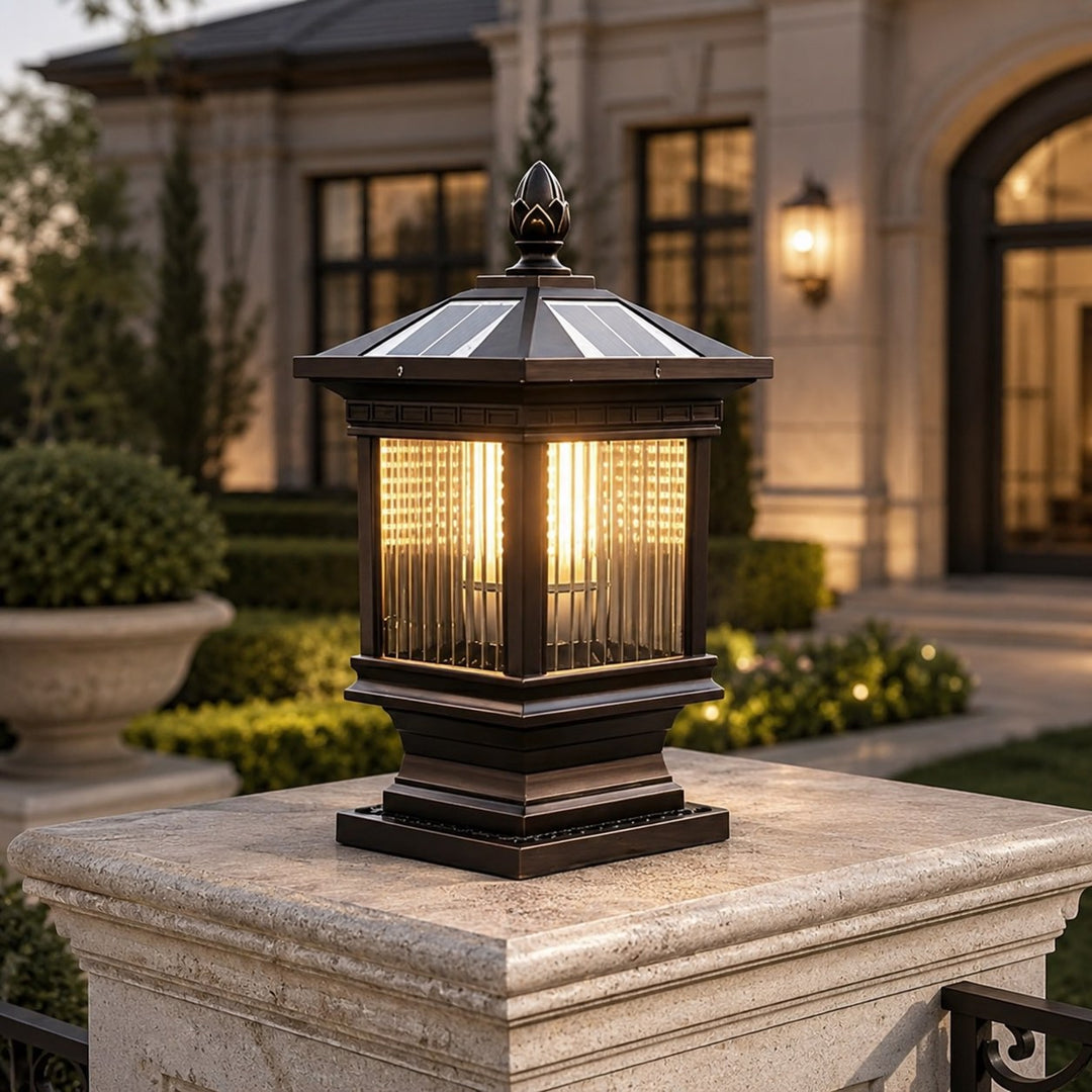 Retro Solar Garden Lights Wall Mounted Die-Cast Aluminum Waterproof LED with Adjustable Brightness