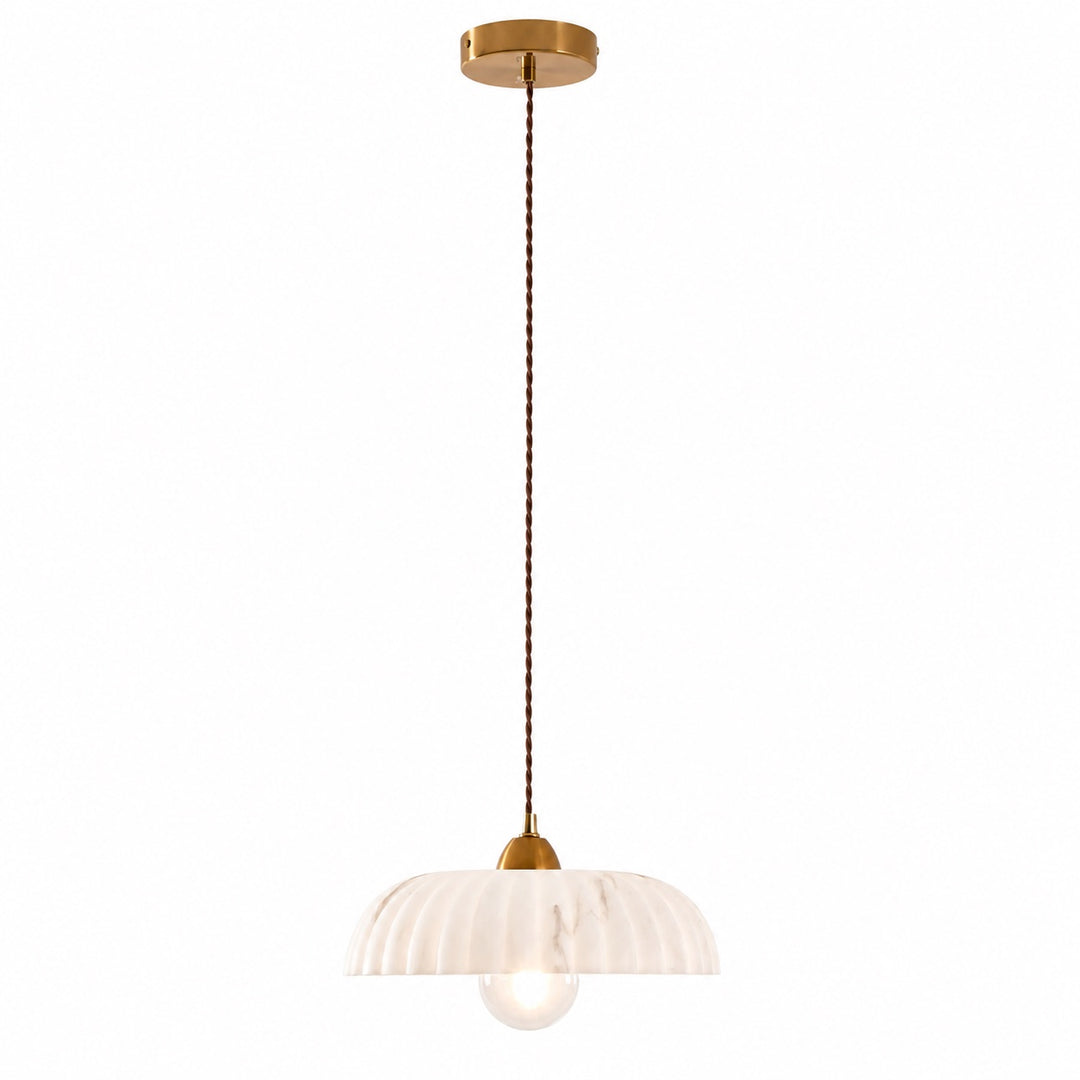 Modern Pendant Light Hanging Alabaster Shade Antique Gold Finish Dimmable for Elegant Illumination