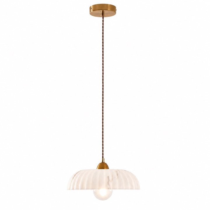 Modern Pendant Light Hanging Alabaster Shade Antique Gold Finish Dimmable for Elegant Illumination