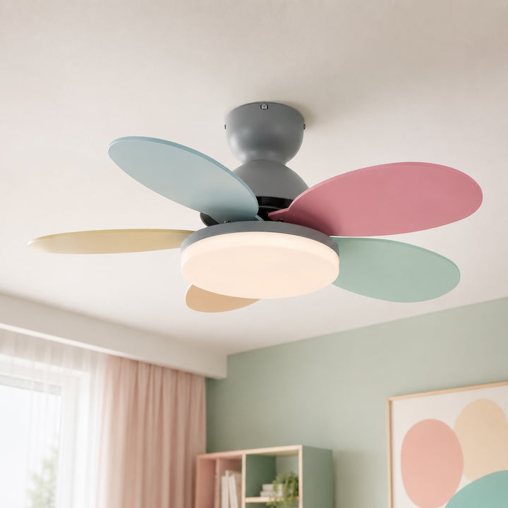 Modern White Ceiling Fan Light Flush Mount with Integrated LED and Whisper-Quiet DC Motor 35.4 inch