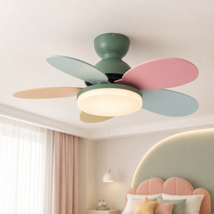 Modern White Ceiling Fan Light Flush Mount with Integrated LED and Whisper-Quiet DC Motor 35.4 inch