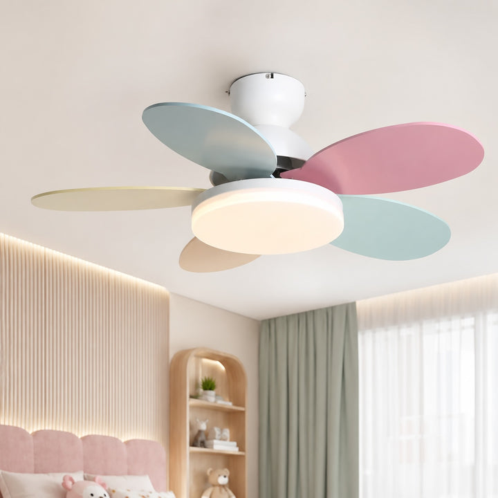 Modern White Ceiling Fan Light Flush Mount with Integrated LED and Whisper-Quiet DC Motor 35.4 inch