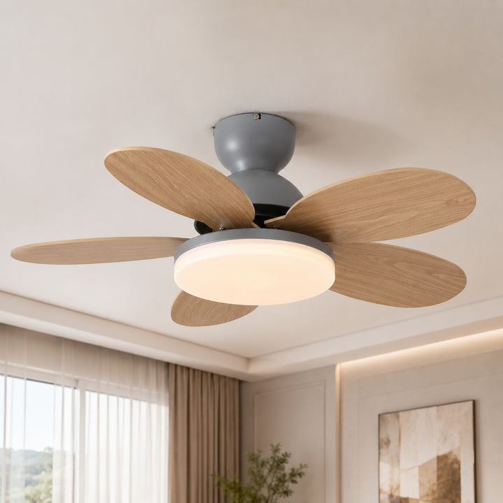 Modern White Ceiling Fan Light Flush Mount with Integrated LED and Whisper-Quiet DC Motor 35.4 inch