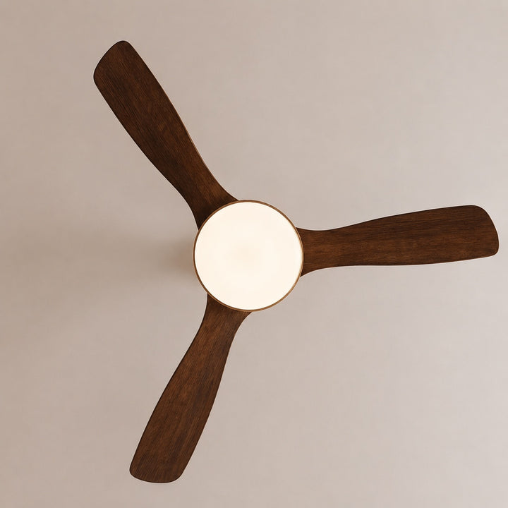 Modern Ceiling Fan with Lights Flush Mount Wooden Blades Integrated LED 6-Speed Control