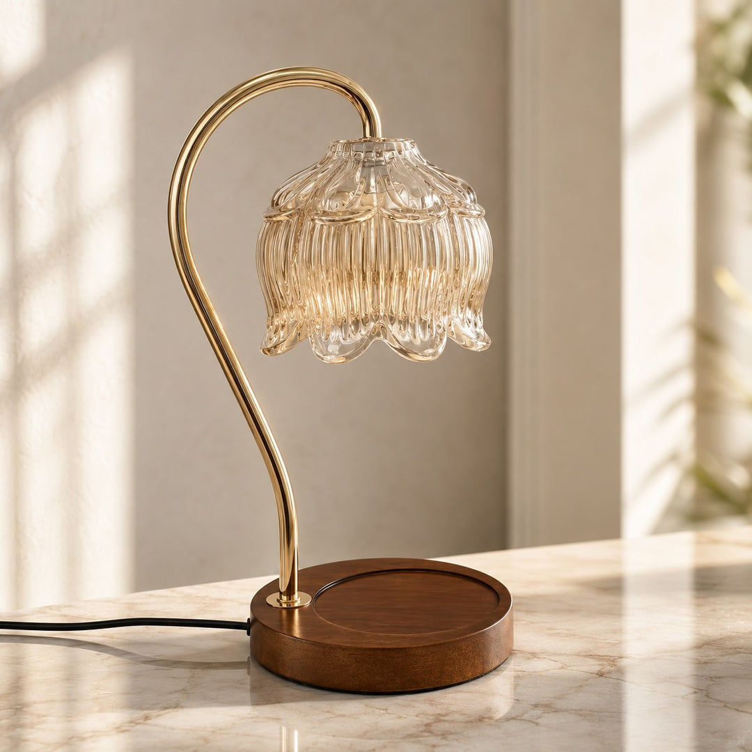 Modern Glass Candle Warmer Lamp Adjustable Dimmer LED Light for Cozy Ambiance and Safe Fragrance