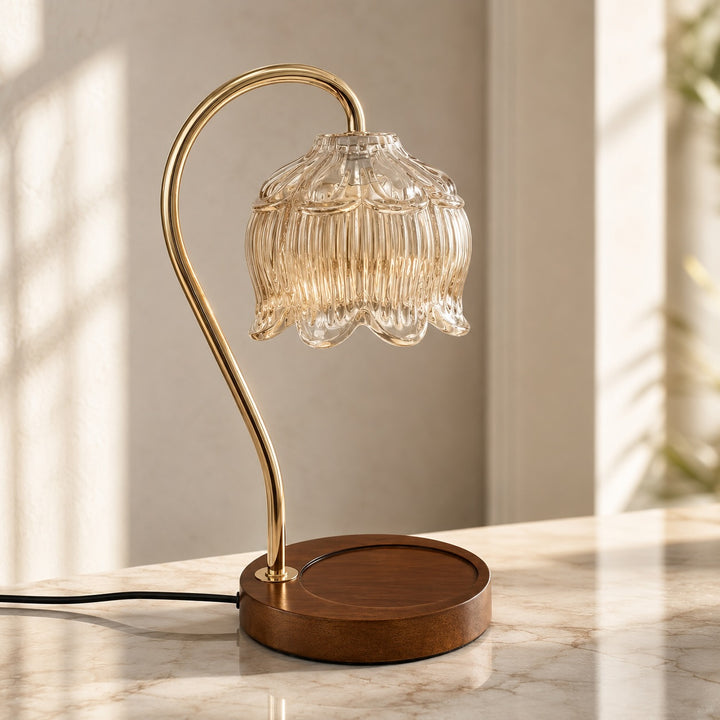 Modern Glass Candle Warmer Lamp Adjustable Dimmer LED Light for Cozy Ambiance and Safe Fragrance