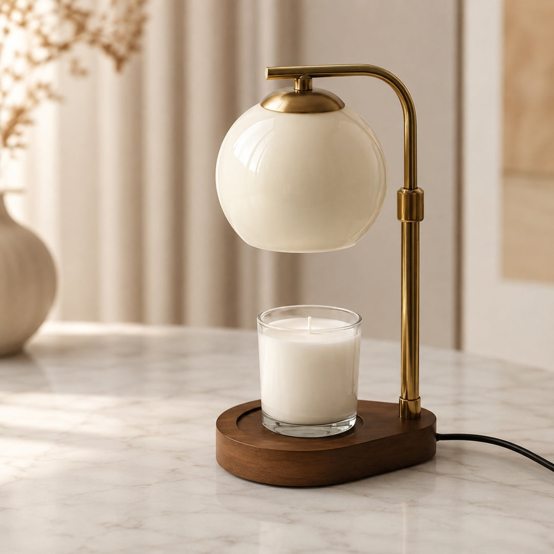 Modern Candle Warmer Lamp Table Light with Adjustable Height and Warm LED Glow