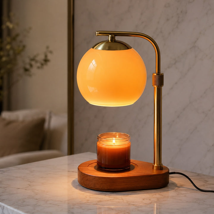 Modern Candle Warmer Lamp Table Light with Adjustable Height and Warm LED Glow