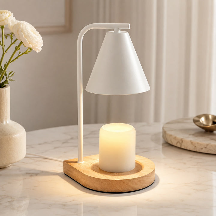 Modern Candle Warmer Lamp Table Light with Adjustable Height and Elegant Glass Design for Cozy Ambient Glow