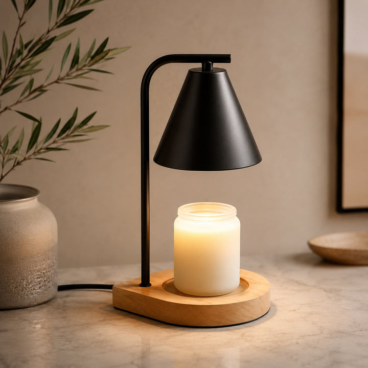 Modern Candle Warmer Lamp Table Light with Adjustable Height and Elegant Glass Design for Cozy Ambient Glow
