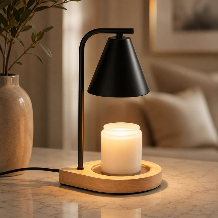 Modern Candle Warmer Lamp Table Light with Adjustable Height and Elegant Glass Design for Cozy Ambient Glow