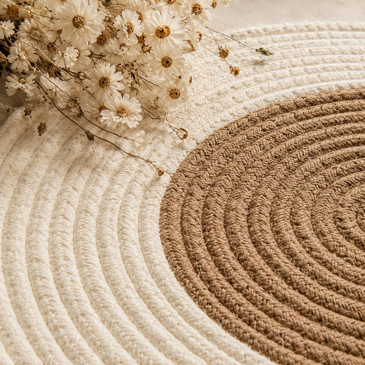 Boho Washable Oval Rug Soft Hemp Handmade Durable Natural