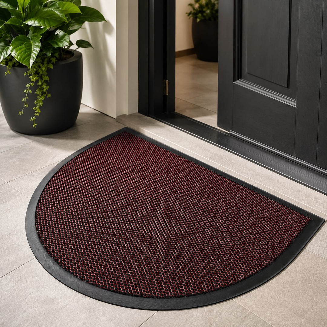 Contemporary Semi Circle Doormat Non-Slip Polyester Indoor Outdoor Entrance Mat