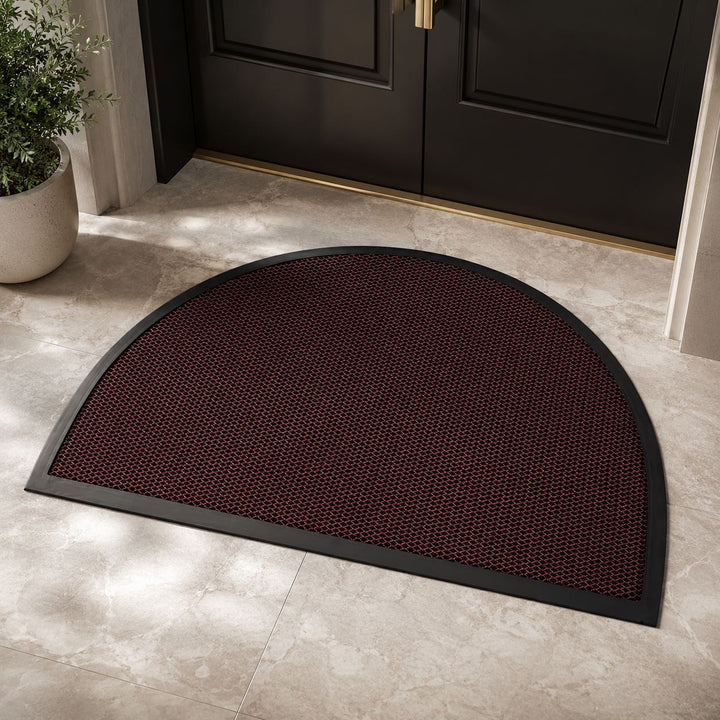 Contemporary Semi Circle Doormat Non-Slip Polyester Indoor Outdoor Entrance Mat