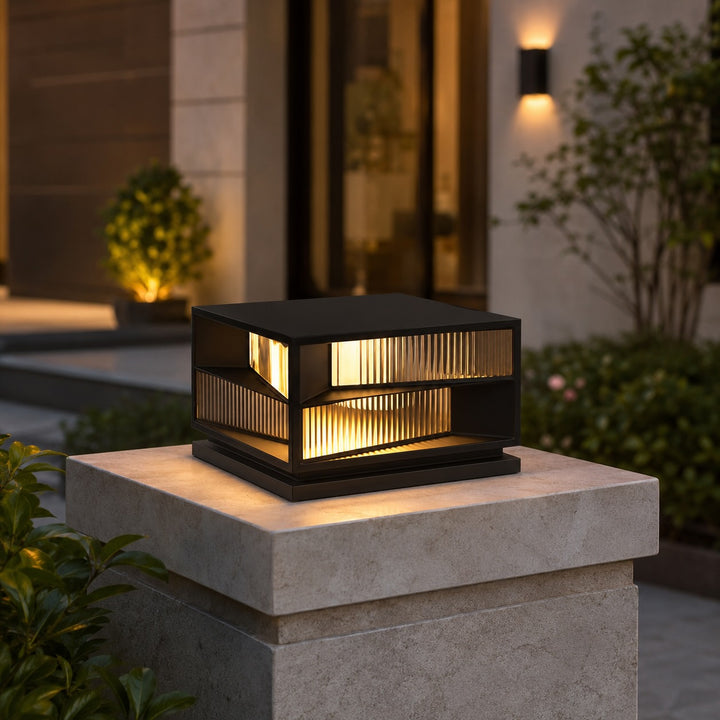 Modern Solar Garden Lights Wall Mounted Stainless Steel LED Waterproof Adjustable Height