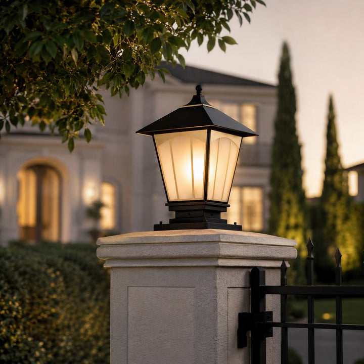 Modern Outdoor Pillar Light Wall Mounted Solid Copper Glass Shade IP55 Waterproof E27 Compatible