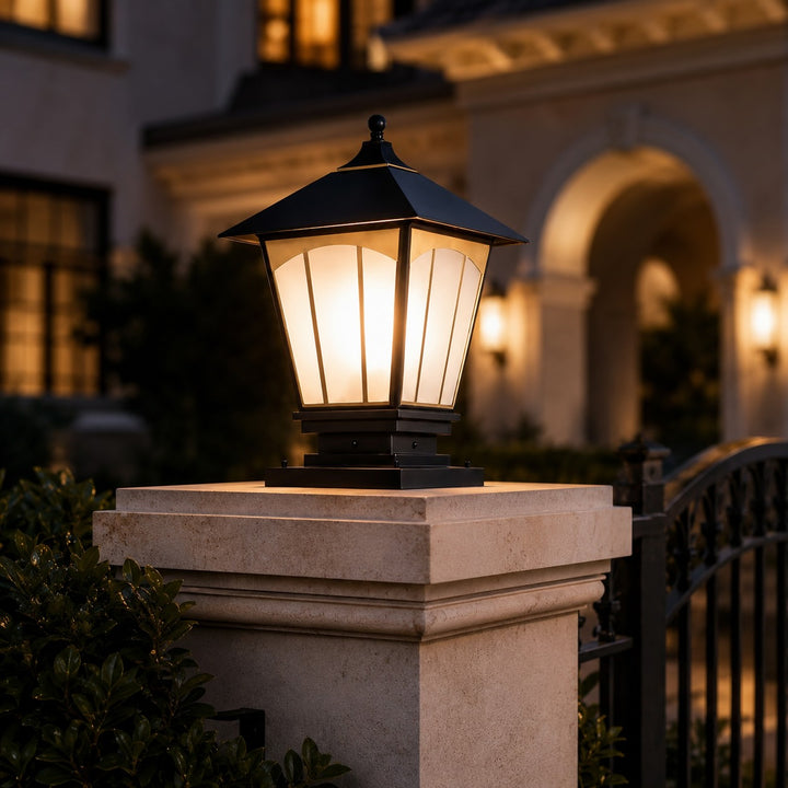Modern Outdoor Pillar Light Wall Mounted Solid Copper Glass Shade IP55 Waterproof E27 Compatible