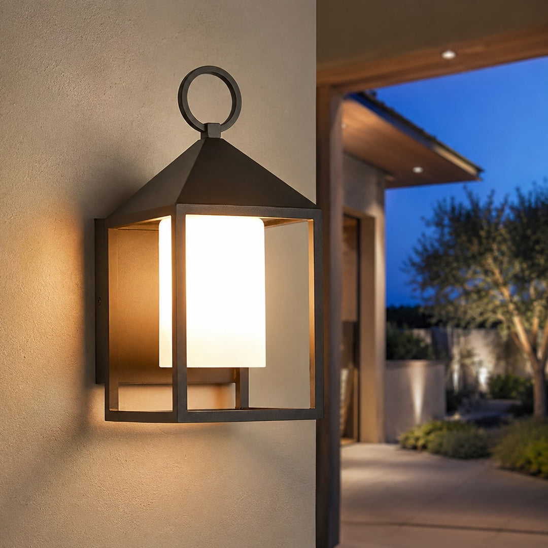 Modern Rustic Outdoor Wall Light Waterproof Die-Cast Aluminum LED 3000K Rectangular Lantern