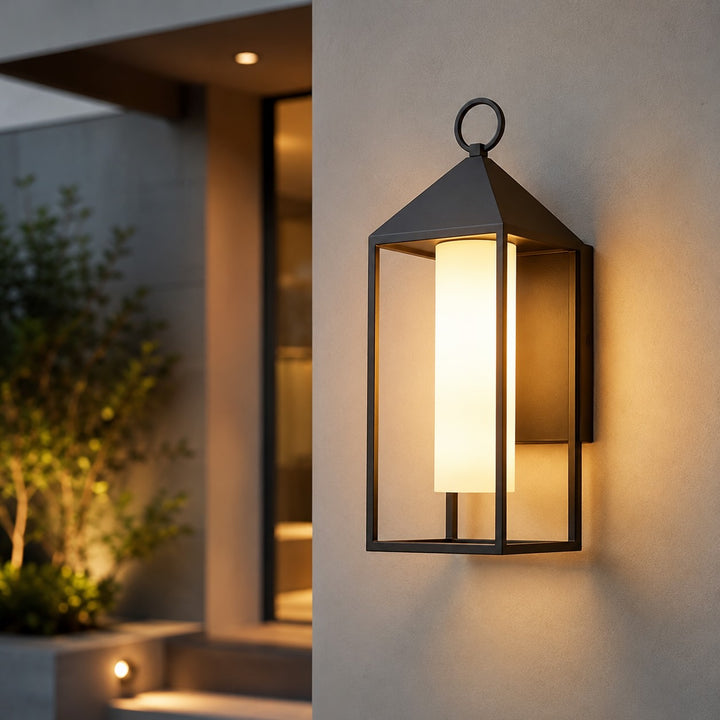 Modern Rustic Outdoor Wall Light Waterproof Die-Cast Aluminum LED 3000K Rectangular Lantern