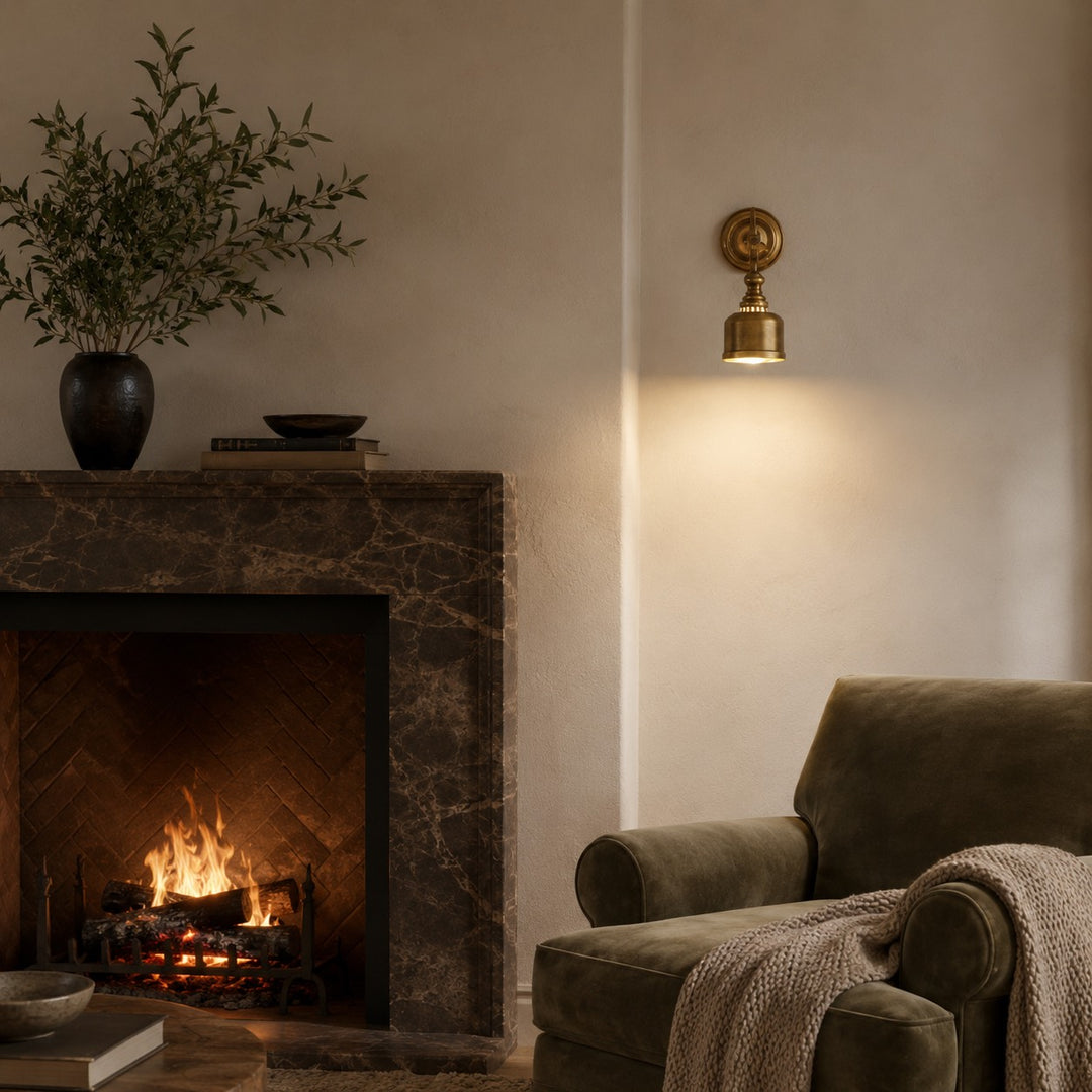 Modern Minimalist Wall Light Wall Mounted Solid Brass LED Compatible Sconce for Indoor Use