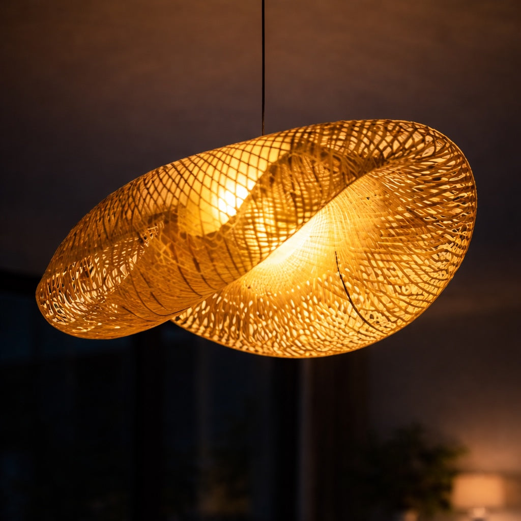 Modern Rattan Wave LED Hanging Pendant Light