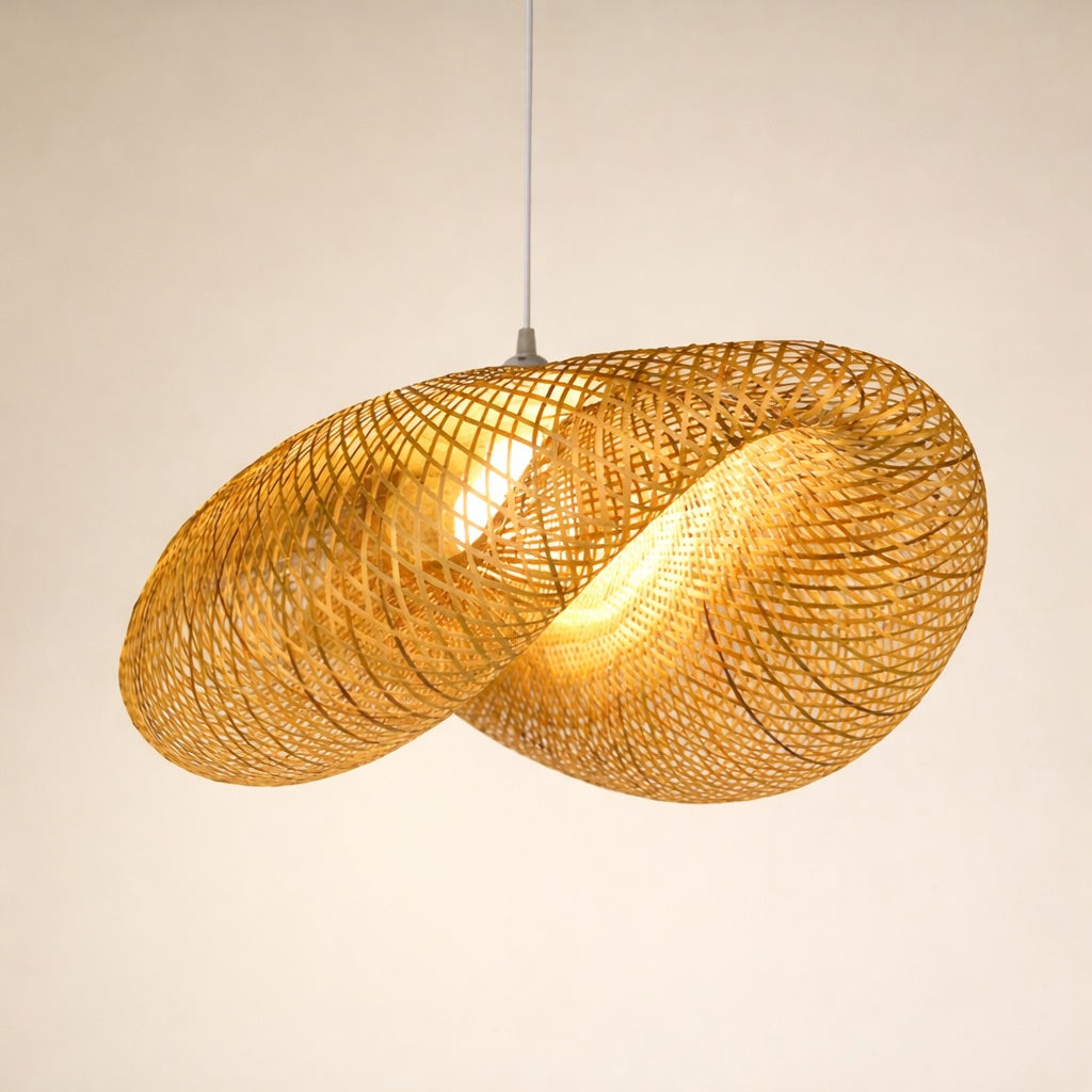 Modern Rattan Wave LED Hanging Pendant Light