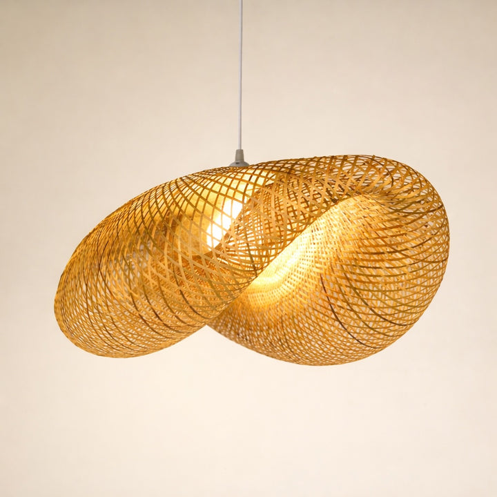 Modern Rattan Wave LED Hanging Pendant Light