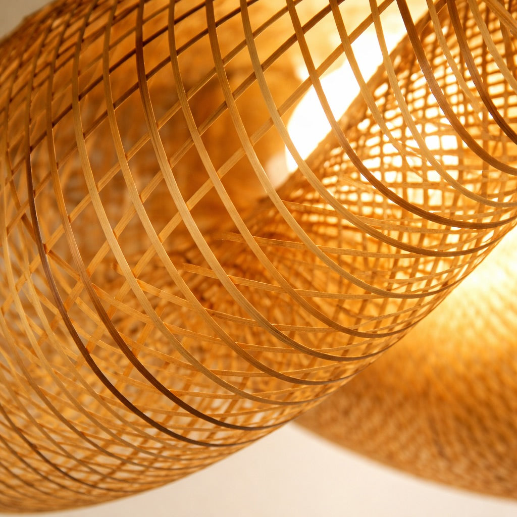 Modern Rattan Wave LED Hanging Pendant Light