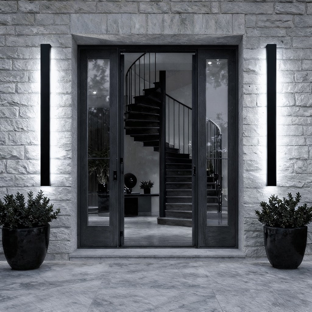 Black Modern Outdoor Wall Light Linear Design Wall Mounted Iron LED Dimmable Waterproof for Porch