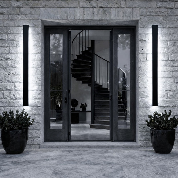 Black Modern Outdoor Wall Light Linear Design Wall Mounted Iron LED Dimmable Waterproof for Porch