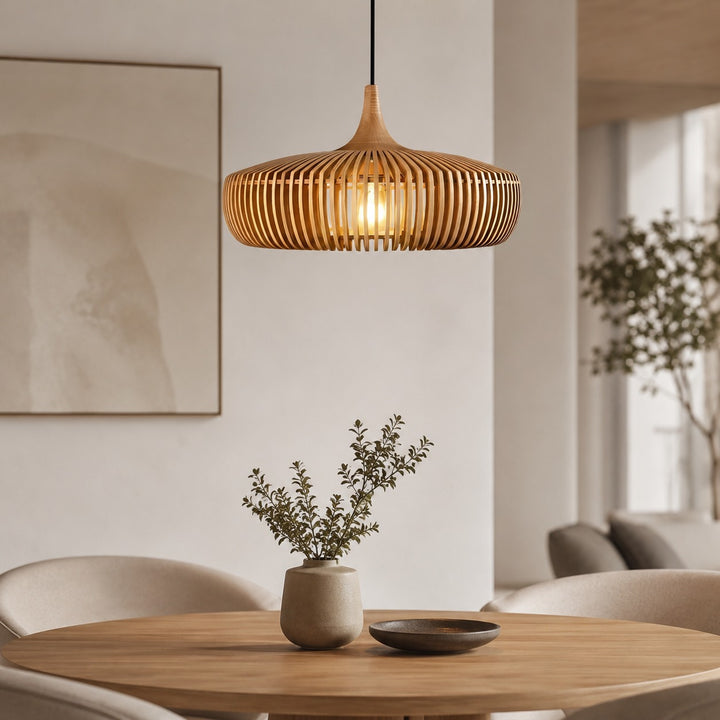 Scandinavian Pendant Lamp Wood Ceiling Light Modern Minimalist Design LED Compatible