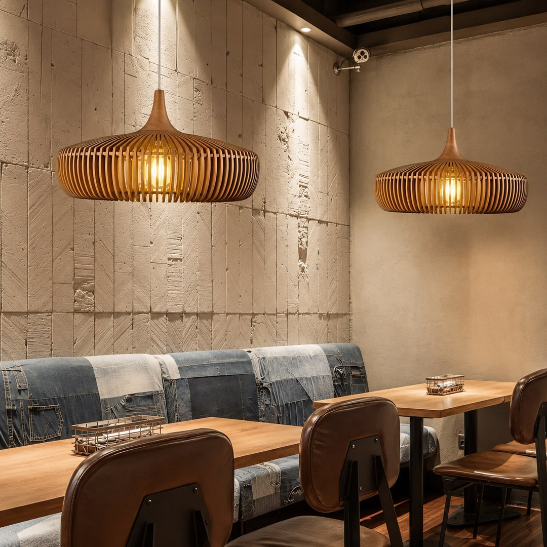 Scandinavian Pendant Lamp Wood Ceiling Light Modern Minimalist Design LED Compatible