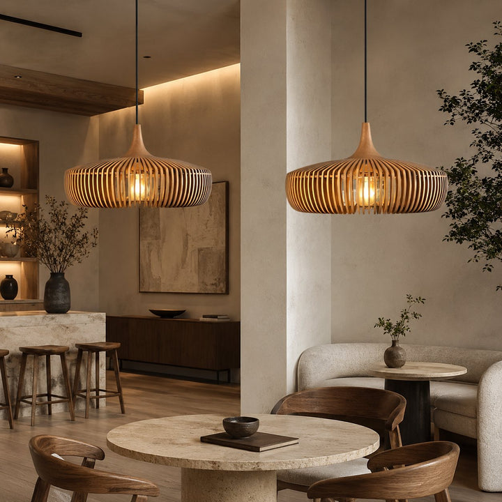 Scandinavian Pendant Lamp Wood Ceiling Light Modern Minimalist Design LED Compatible