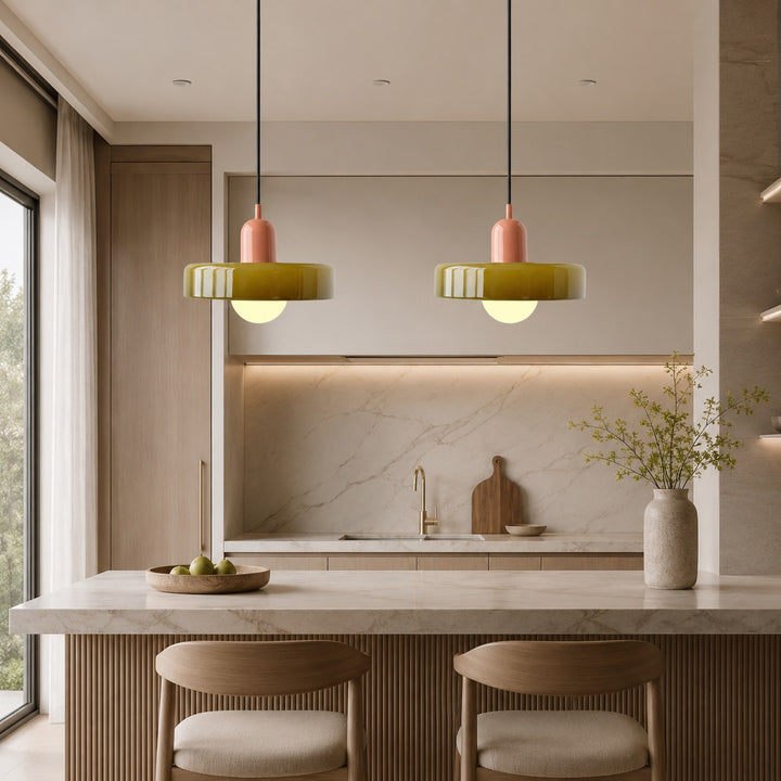 Modern Brass Pendant Light Adjustable Suspension Glass Shade 40W G9 Socket