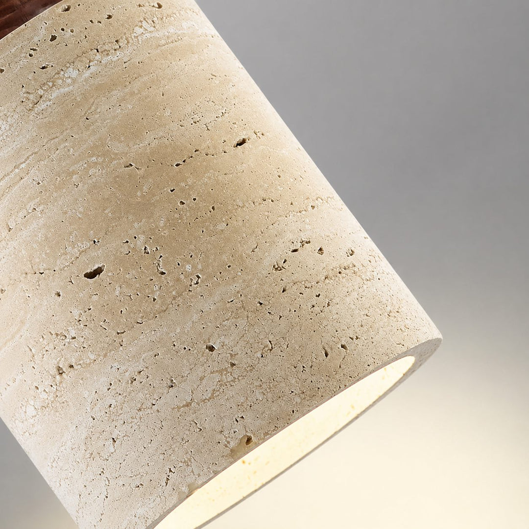 Nordic Minimalist Pendant Lamp Natural Travertine Stone Cord Mounted Elegant Lighting