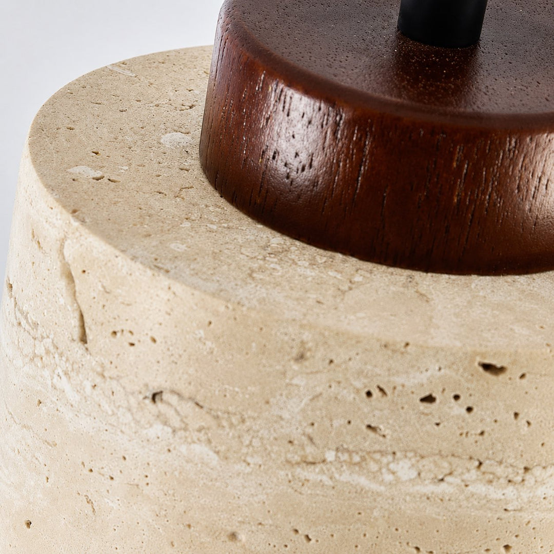 Nordic Minimalist Pendant Lamp Natural Travertine Stone Cord Mounted Elegant Lighting