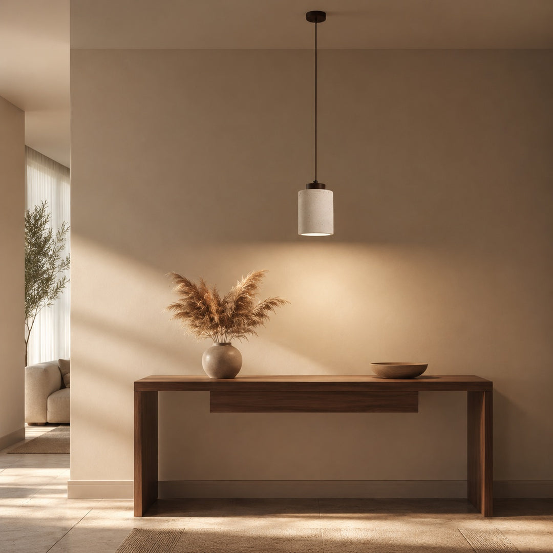 Nordic Minimalist Pendant Lamp Natural Travertine Stone Cord Mounted Elegant Lighting
